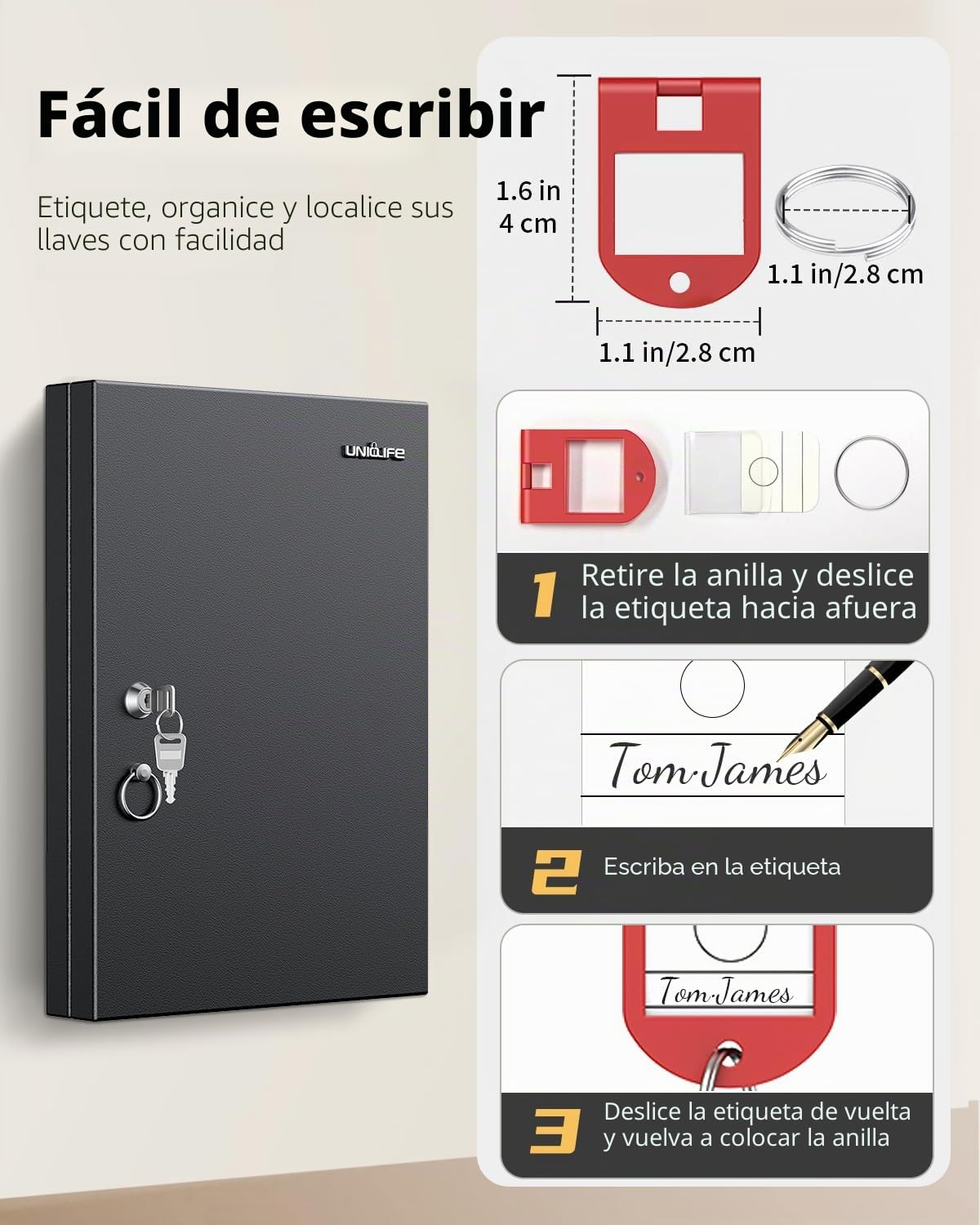 Uniclife Caja de Cerradura de Llave de Posición, Organizador de Llaves de Coche con Portallaves, Gabinete de Seguridad