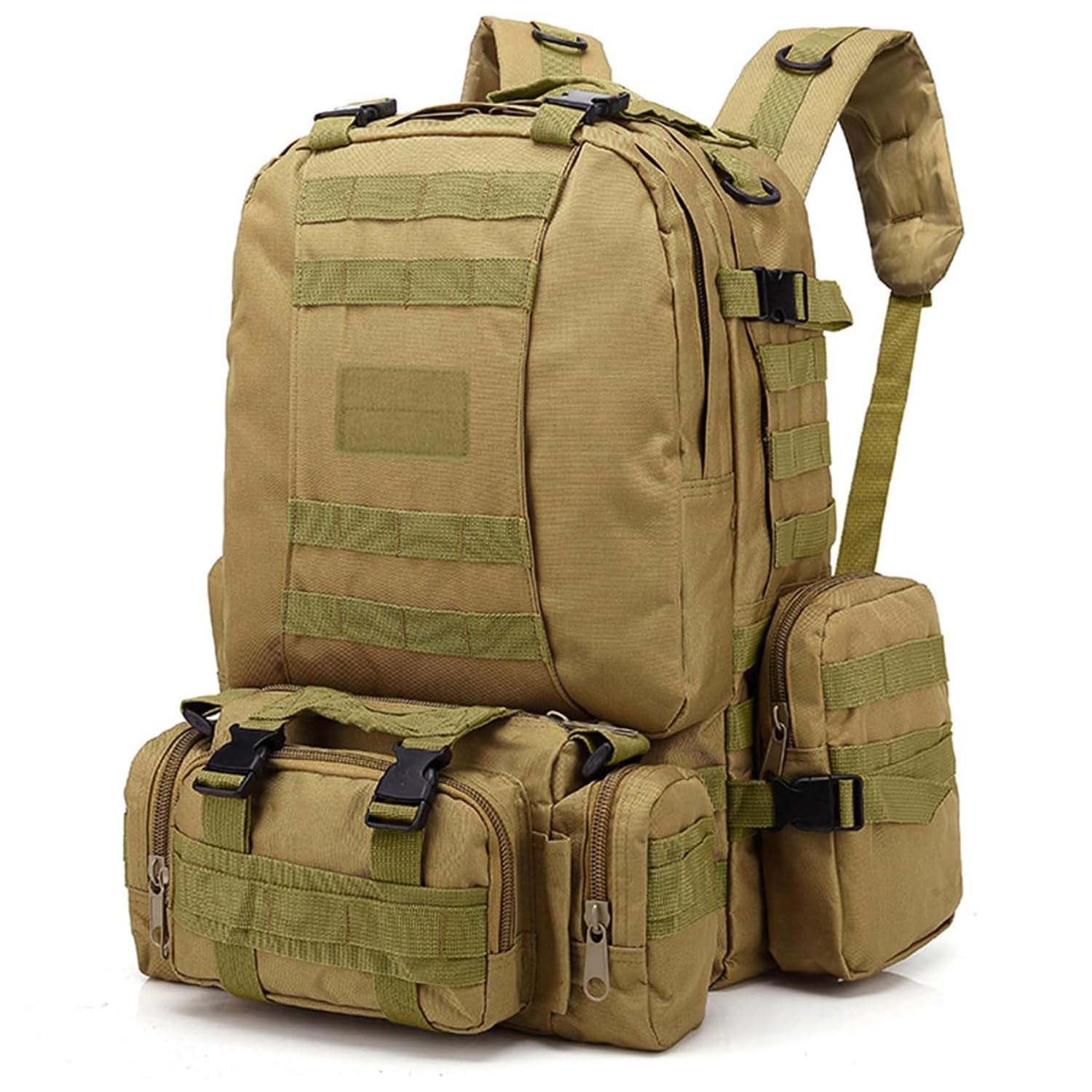 aiGear 55L Zaino Tattico Militare Grande Capacità Impermeabile Kaki | Militare Zaino, Borsone da Viaggio per Uomo/Donna, per Sport all'aperto Trekking Escursioni Pesca Palestra Camping