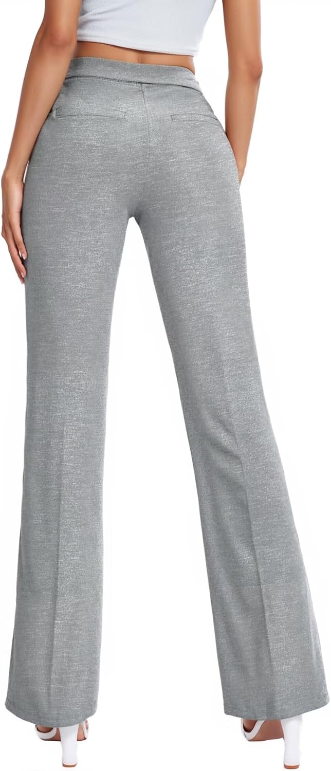 Hybrid & Company Women’s Ultra Stretch Ponte Bootcut Dress Pants – Sleek Pintuck, Pull On, Faux Pockets– Office & Casual - Image 4