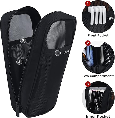 Miniatura 2 de Fmeida Estuche de malla para lápices de rejilla, bolsa para lápices mejorada de 4 compartimentos, bolsa transparente para lápices para adultos,