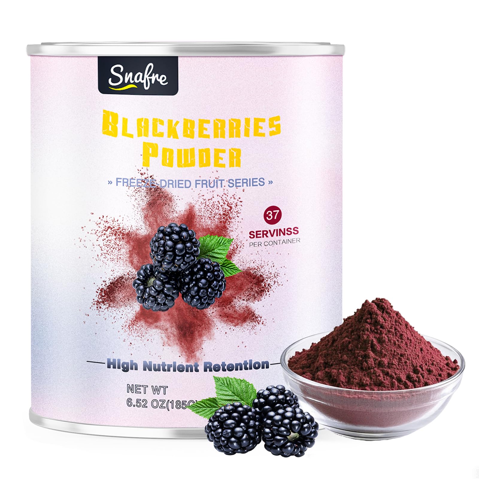 Black-berry Powder Black Raspberry Powder, Frozen Blackberries Powde-r, de-r, 6.52OZ/185G No Sugar or Added, For Baking, Dressing, Smoothies, Beverages, Cereals, Yogurt