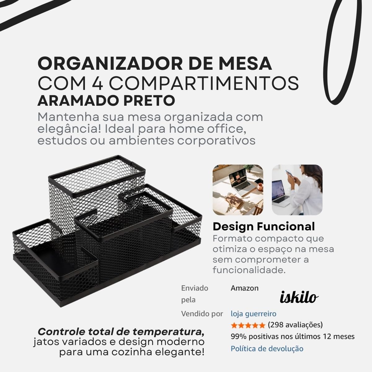 Porta Lapís Organizador Caneta Clips Lembrete Aramado Escritorio Treco Material Objeto