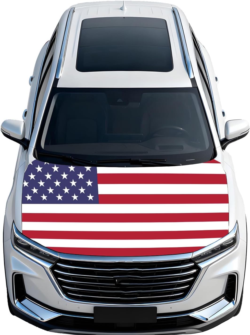 Car Hood Flag Cover - 59x51IN American Eagle Hood Cover with 2 Adjustable Triangular Fasteners, Car Decorative Accessory, 250 Years Patriotic Anniversary Decorations