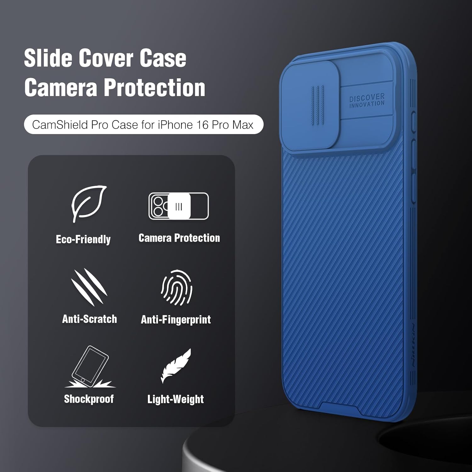 Nillkin for iPhone 16 Pro Max Case with Slide Camera Cover, [Full Camera Protection][Anti-Scratch] Military-Grade Protection, Anti-Fingerprint, Slim Phone Case for iPhone 16 Pro Max 6.9'' Blue - Image 6