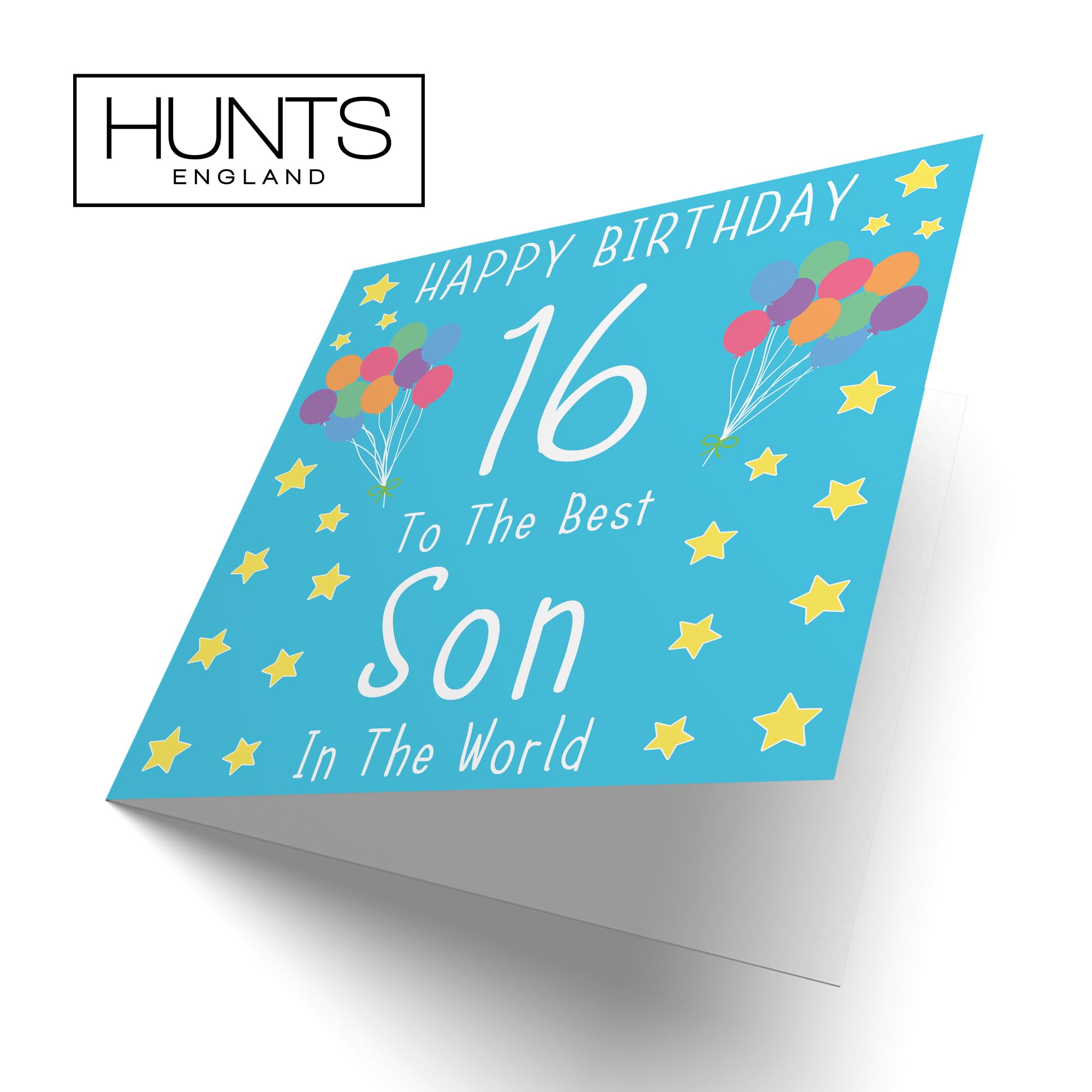 Hunts England Biglietto Di Auguri 16° Compleanno Per Figlio - Palloncini - Formato 148x148mm Con Busta - Balloon Collection