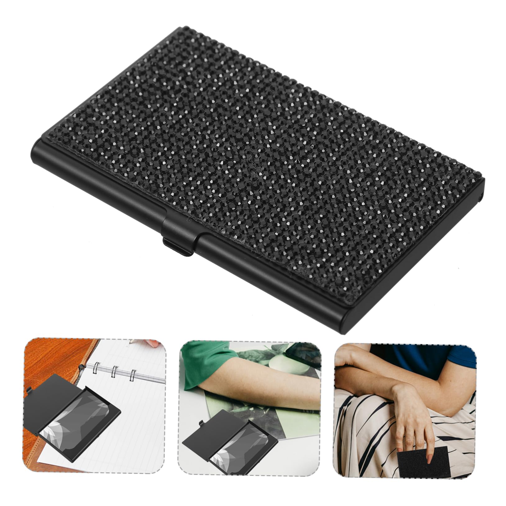 TEHAUX 5pezzi Porta Carte Professionale Strass Organizer Compatto Per Visite e Carte Da Gioco Scatola Elegante e Facile Da Trasportare Per Ufficio e Business