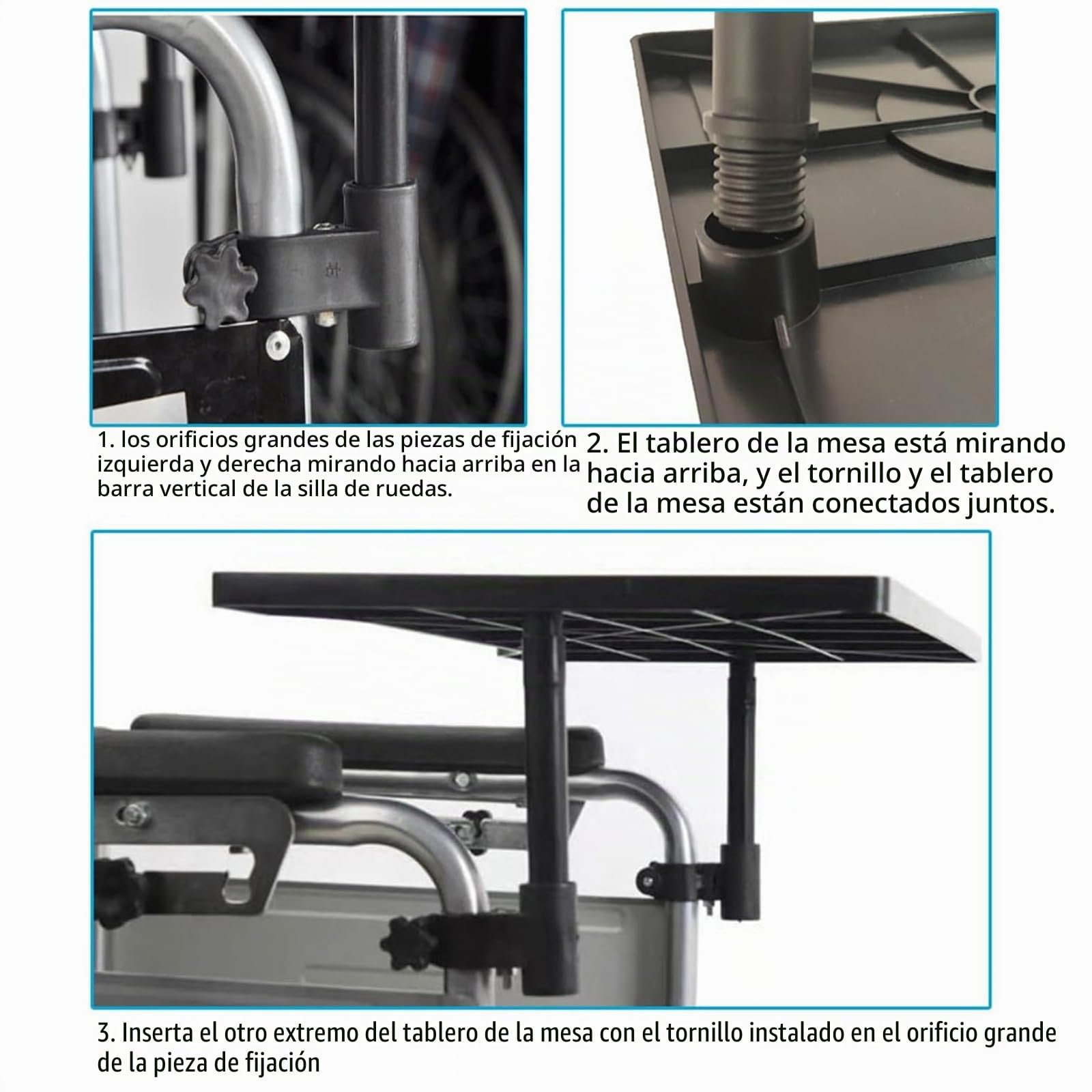 Mesa de bandeja para silla de ruedas con soporte para tazas, bandeja extraíble para silla de ruedas, ligera, portátil, accesorios para comer, leer, descansar, se adapta a brazos de silla de ruedas de