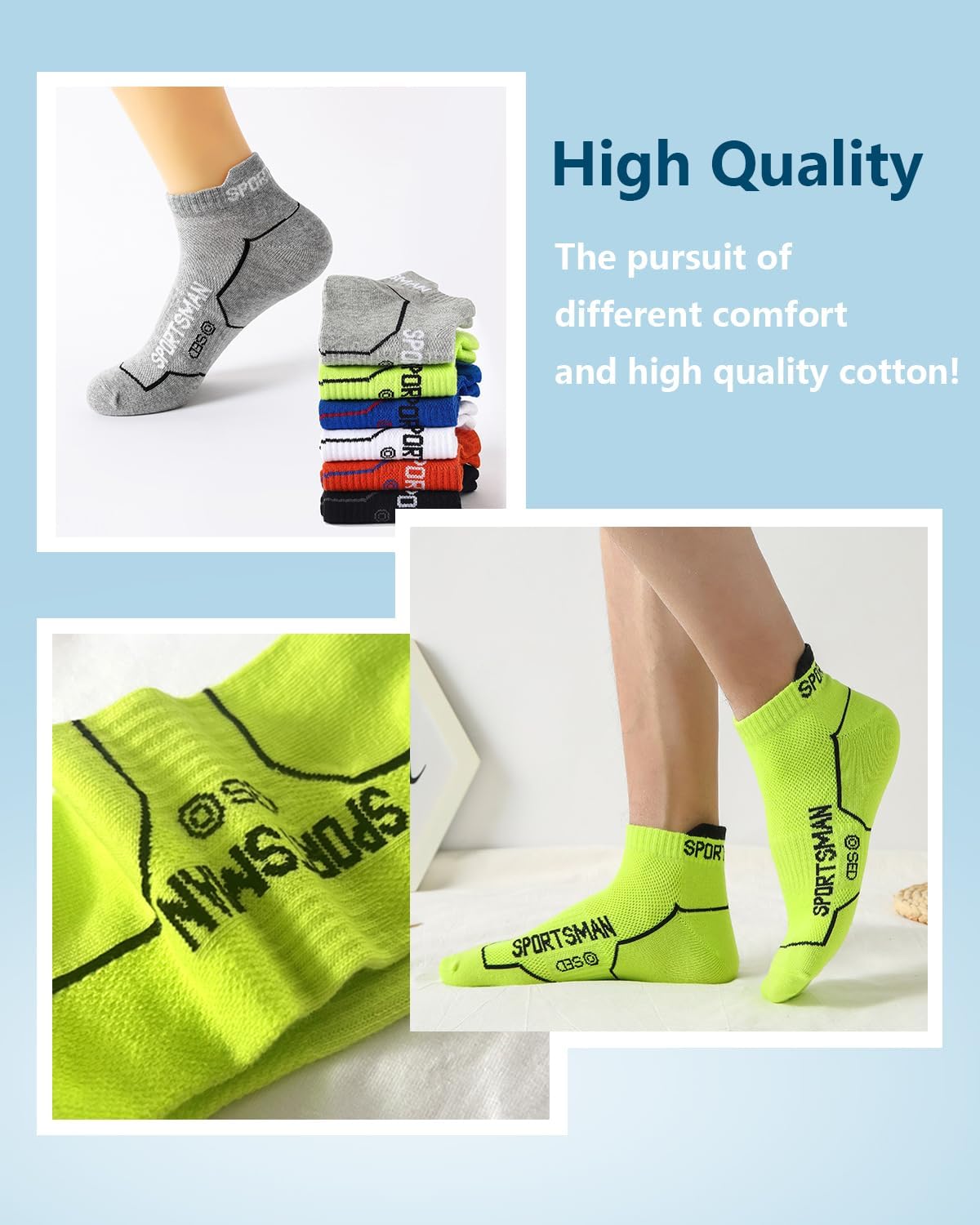 Mens Ankle Athletic Socks Running Socks Cotton Low Cut Breathable Cushioned Arch Support Casual Socks 6-12 (6 Pairs) - Image 3