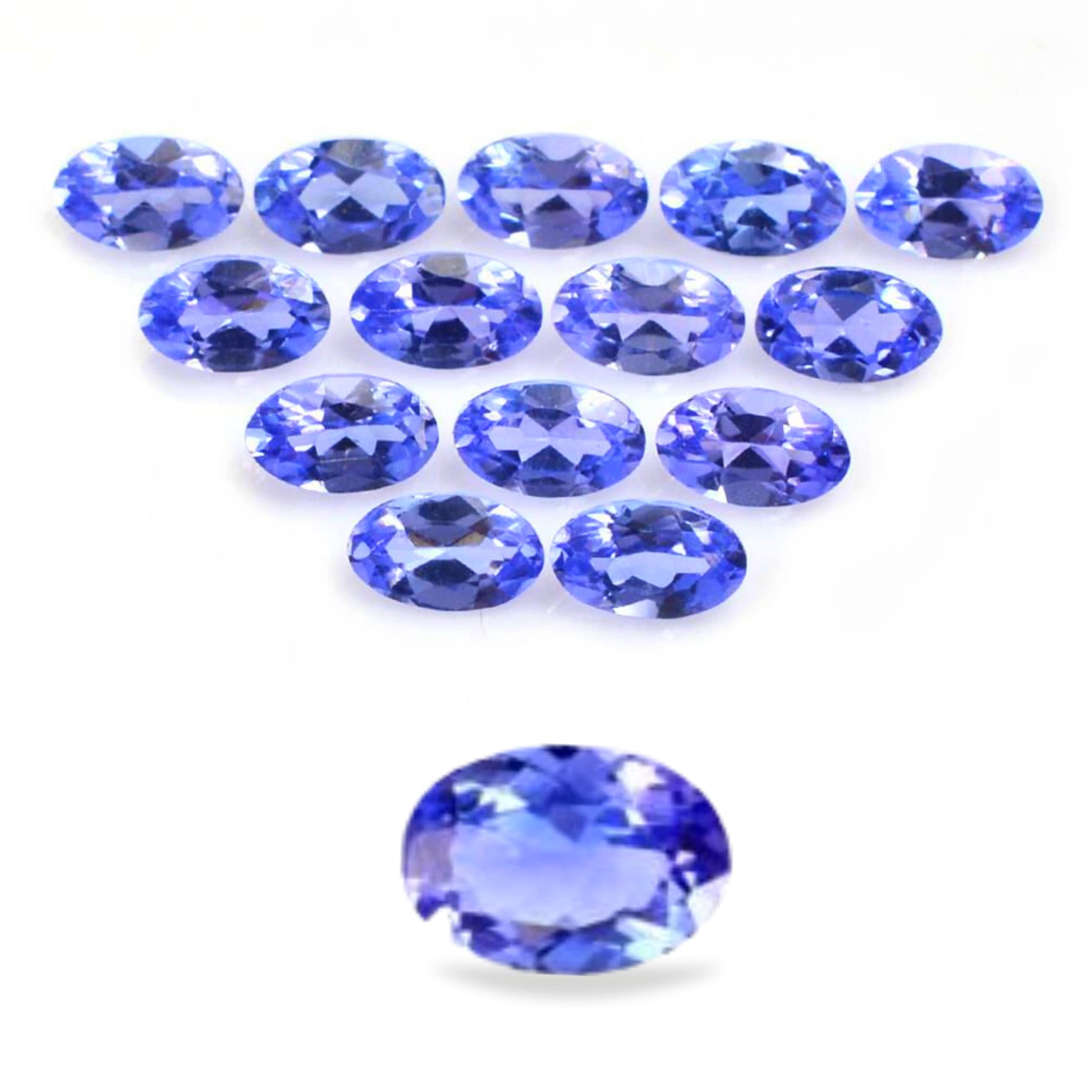 JAI GEMS10 Pcs of Natural Tanzanite Faceted Gemstone, AAA+ Quality Tanzanites Stones, Oval Shape, Tanzanite from Tanzania