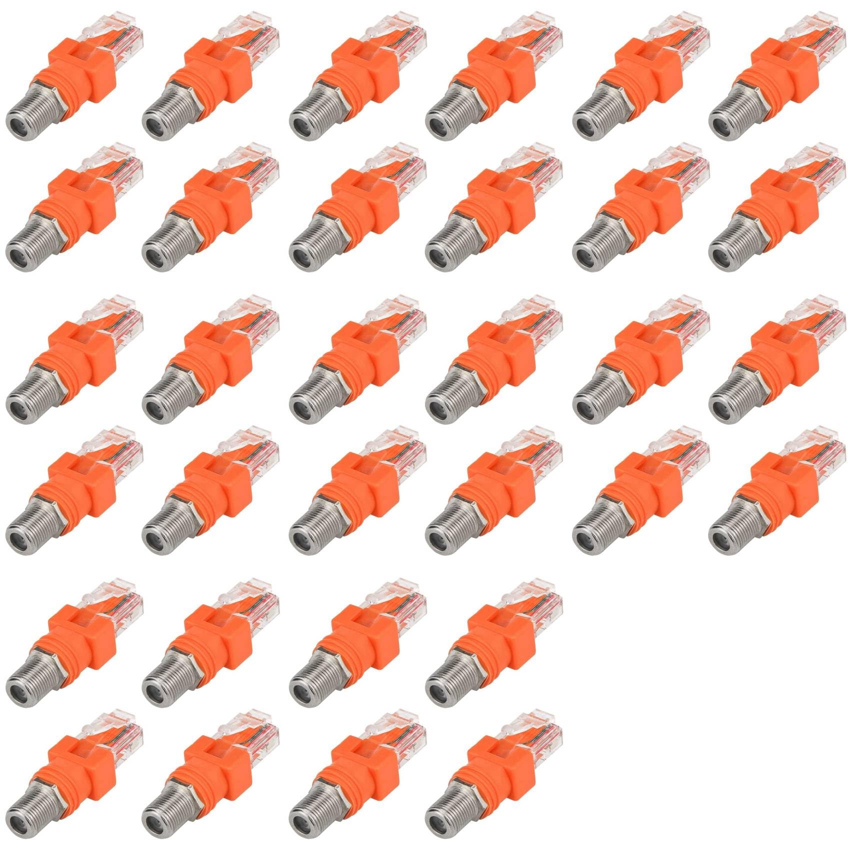 Jnchdghwa Coaxial to Ethernet Adapter, 32 Pack Coax F Female to RJ45 Male Converter for Line Tester