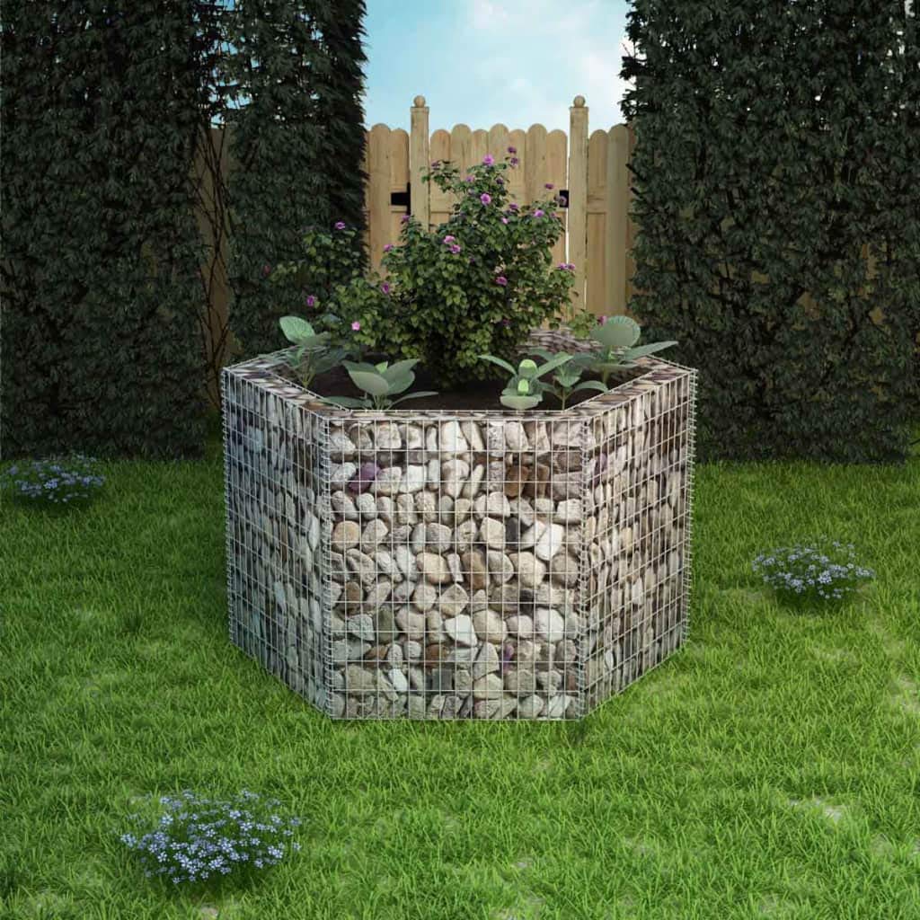 vidaXL Arriate Gaviones Hexagonal 160x140x100 cm Acero Galvanizado