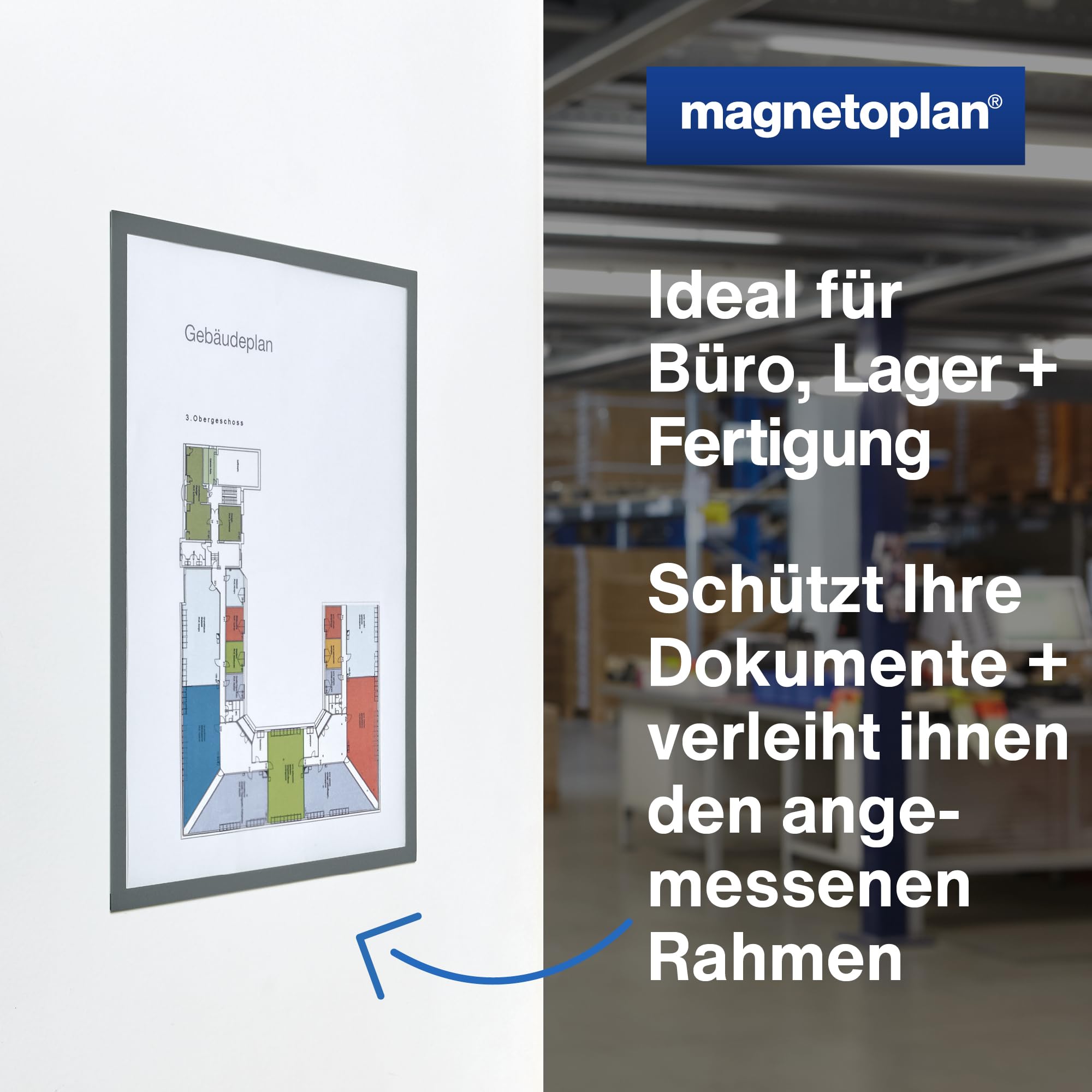 Magnetoplan 1130301 magnetyczna ramka magnetyczna, 5 sztuk, A4, szara
