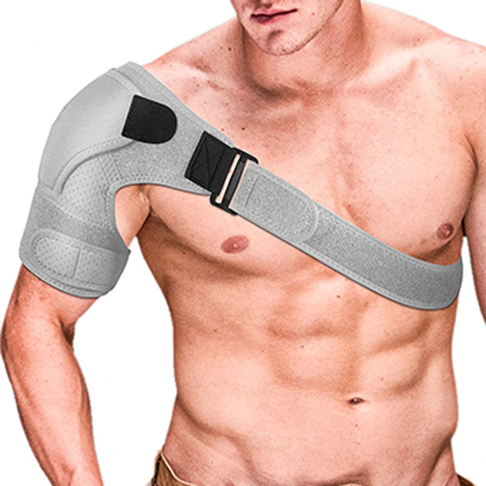 Supporto per Spalla, Tutore per Spalla Regolabile Supporto per Tracolla per Donne e Uomini, Sollievo per Lesioni alla Spalla Distorsione, Adatto per Spalla Destra e Sinistra,Grey
