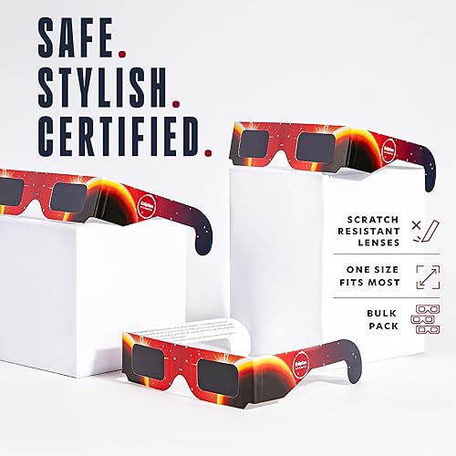 Miniatura 3 de Eclipsee Gafas de eclipse solar (paquete de 12) con certificación CE e ISO para visión directa del sol 2024 aprobados por la AAS