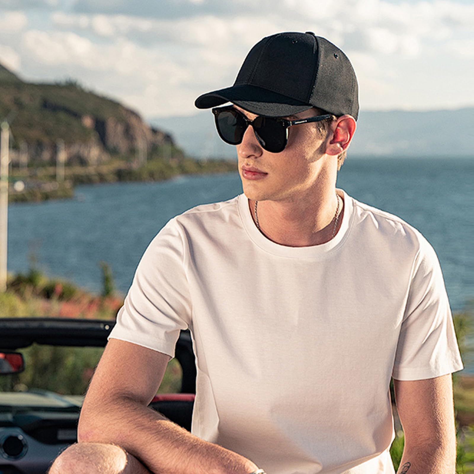 LYCN 24 Stück Unisex Baseball Caps Bulk Blanko Basecaps Verstellbar Schwarze Baseballkappen mit Rückriemen für Herren Damen Trucker Caps