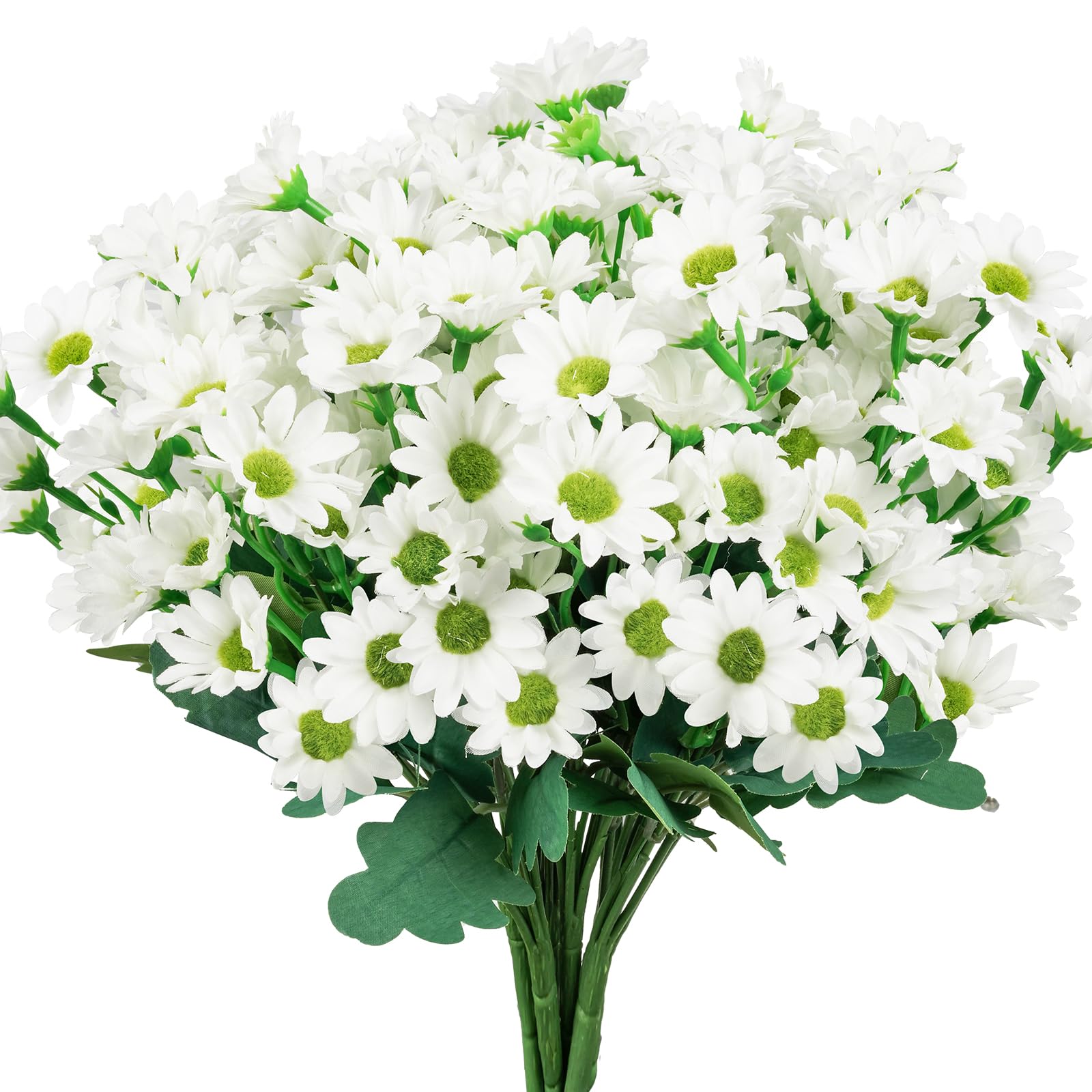 IMIYOKU Artificial Flowers, 6 Bundles White Faux Silk Daisy Flowers for Outdoor and Indoor, UV Resistant Fake Artificial Flower for Vase, Graves Garden Hanging Planter Home Outside Decor