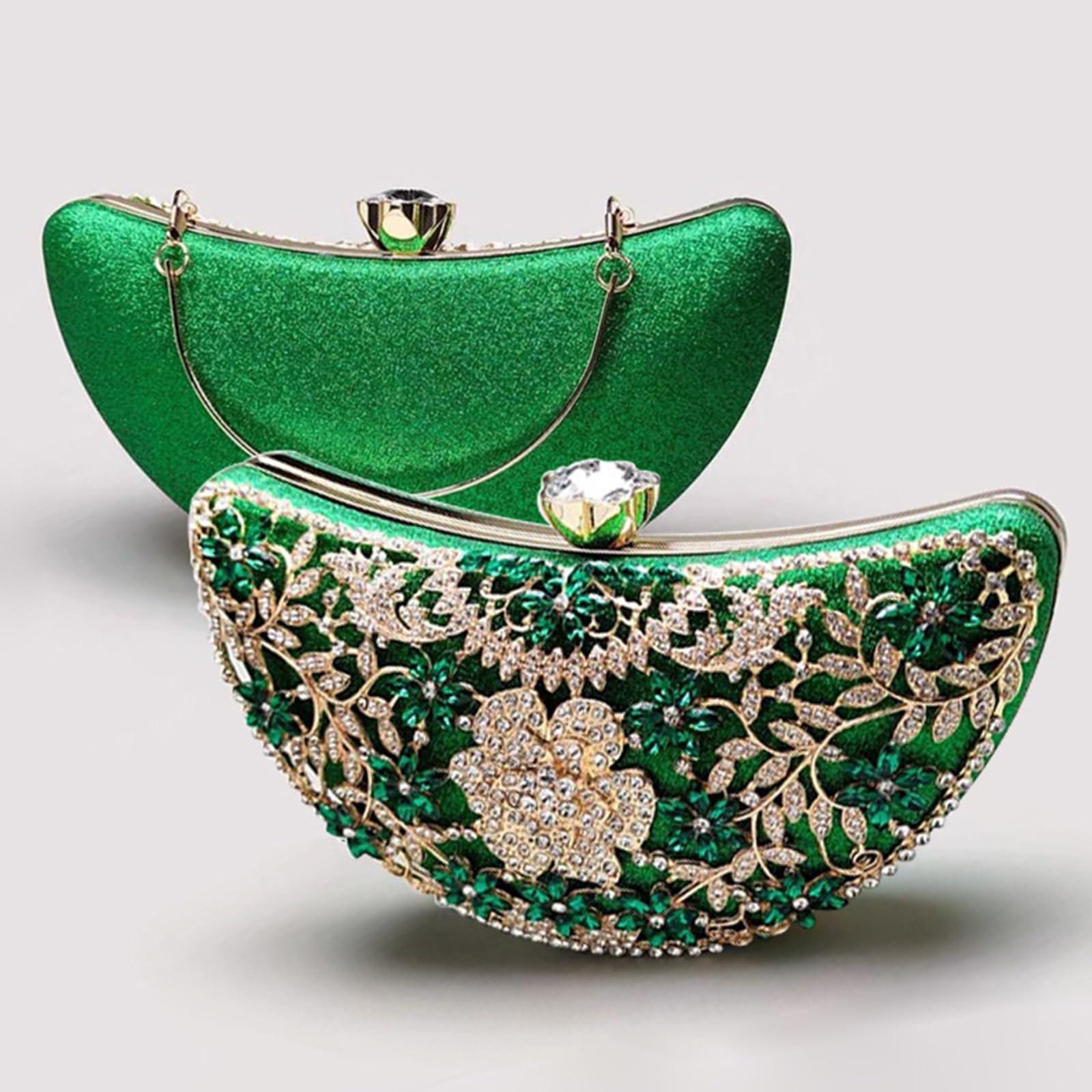 Diamantes de Imitación Clutch para Mujer Bolsa de Noche de Lentejuelas Bolso de Boda Bolso de Fiesta Pequeña Bolsos Bandolera con Cadena Elegante Banquete Fiesta Bolso de Hombro Verde