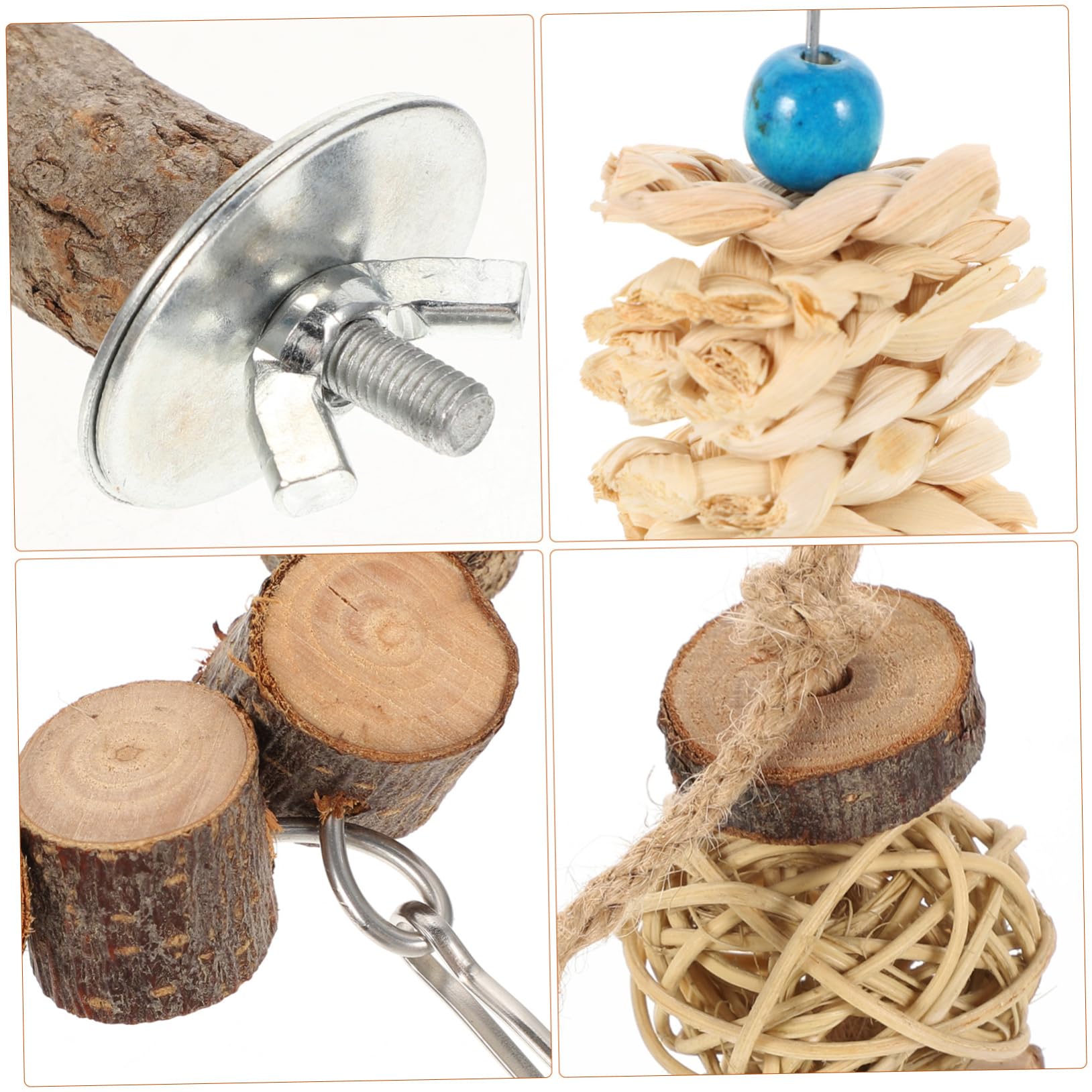 WOONEKY Vogelspielzeug Set Aus Apfelholz Für Papageien Und Wellensittiche Teiliges Kauspielzeug Mit Bunten Perchen Und Haken Für Vogelkäfige Fördert Das Kauen Aktivität