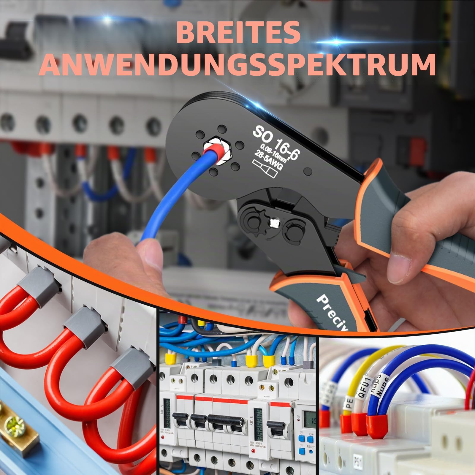 Preciva Crimpzange Set,0.08-16mm² Crimpzangen 1200 stück Aderendhülsen Set,Aderendhülsenzange Krimpzange für Heimwerker und Hausgebrauch Elektroinstallation