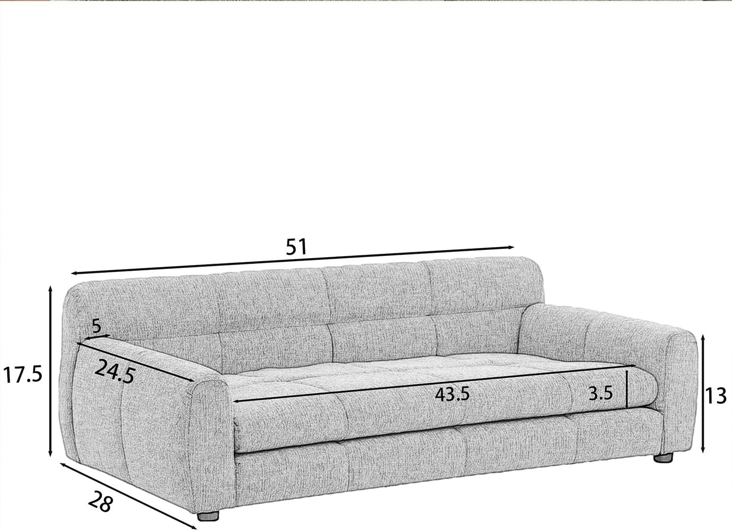 Dog Bed Couch, Durable Elevated Dog Sofa Bed with Removable Cushion, oft Memory Foam Extra Large Pet Bed Durable Linen Pet Couch Furniture with Backrest and Armrests