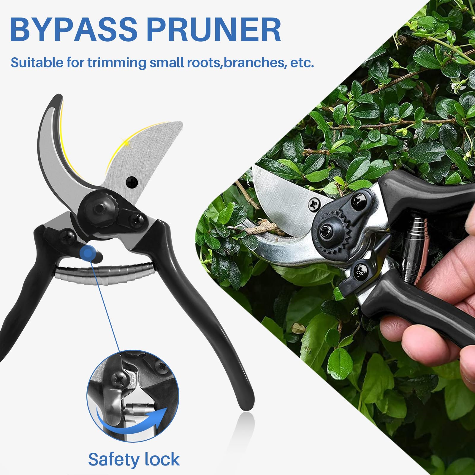 ECOOPTS 3PCS Garden Tool Set with Lopper, Hedge Shears and Bypass Pruner, Heavy Duty Tree & Shrub Care Kit, Tree Trimmer Gardening Tools for Indoor & Outdoor Gardening