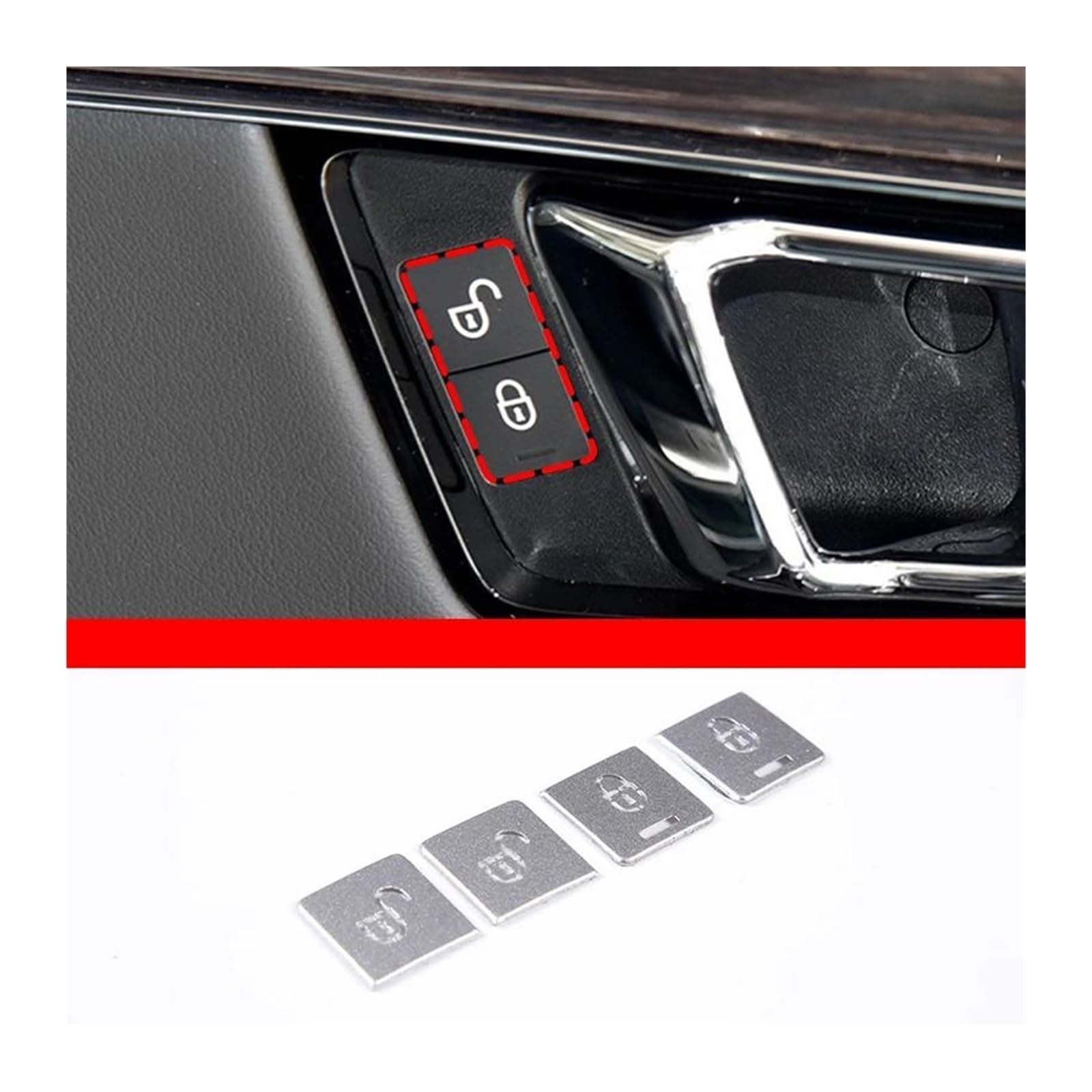Rivestimento interno della consolle centrale Per XJ 2010-2019 Adesivo pulsante blocco bambino auto Accessori per telaio chiave per bambini