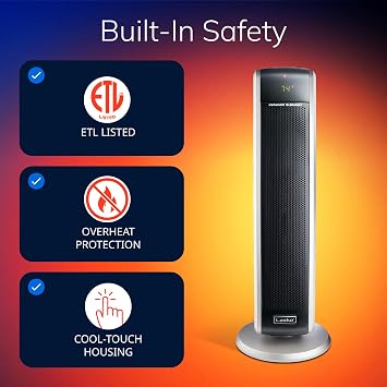 Lasko 29 Ceramic Tower Space Heater with Remote Control - Black - 5586