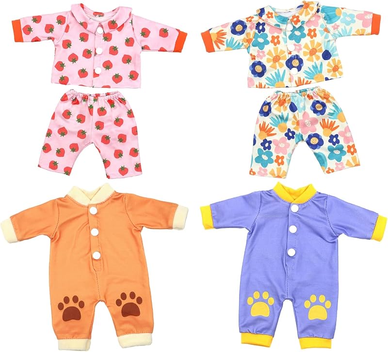 4 Pcs Alive Baby Doll Clothes for 10/11/12 Inch Doll | T-Shirts, Pants, Jumpsuits Included; Clothes for 10-12 Inch Alive Doll; No Doll