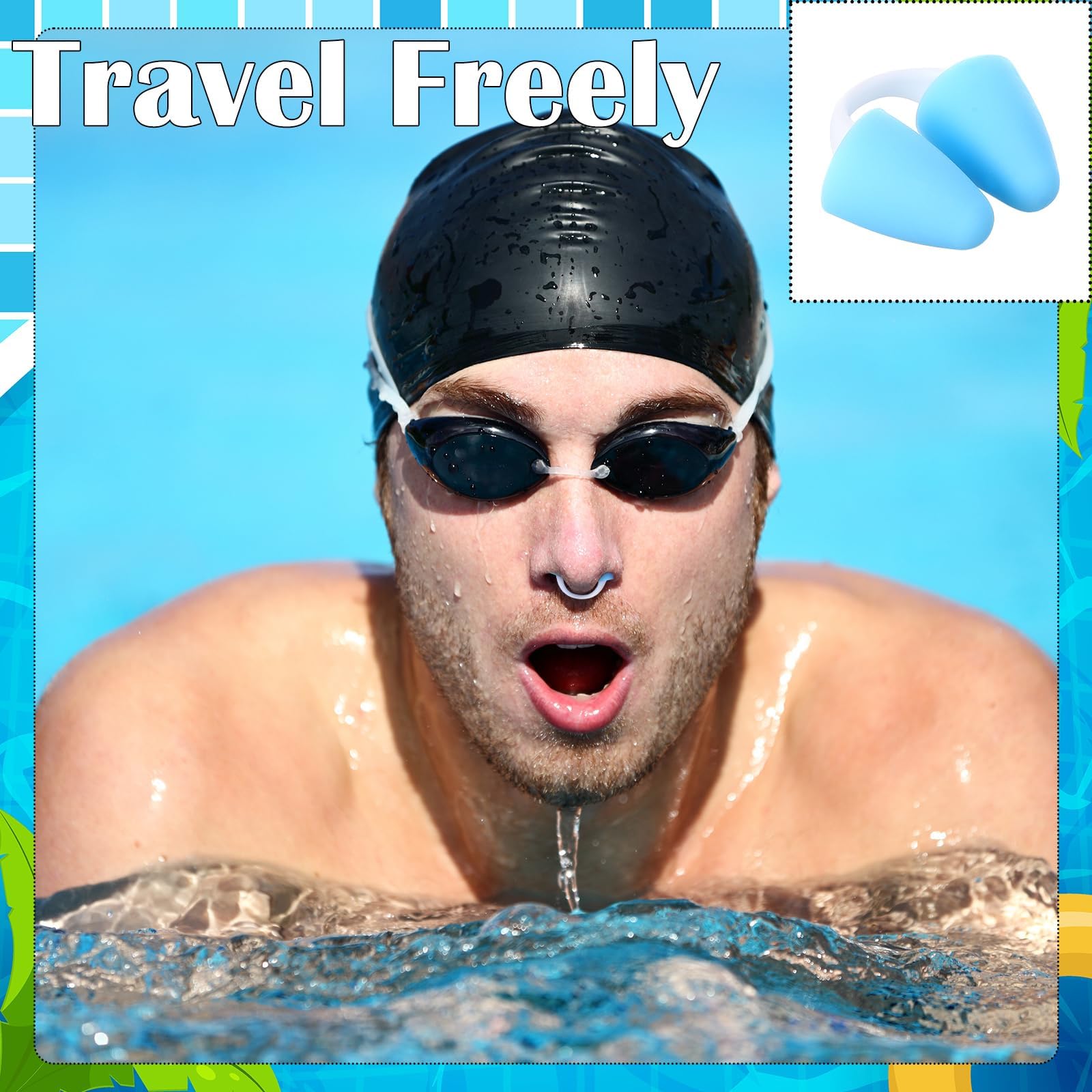Tappi per Naso in Silicone Impermeabili, 2 PCS Nasello Invisibile Clip, Tappo Naso Piscina, Riutilizzabile, con Scatola Portaoggetti, Adatto ai Principianti del Nuoto e del Surf