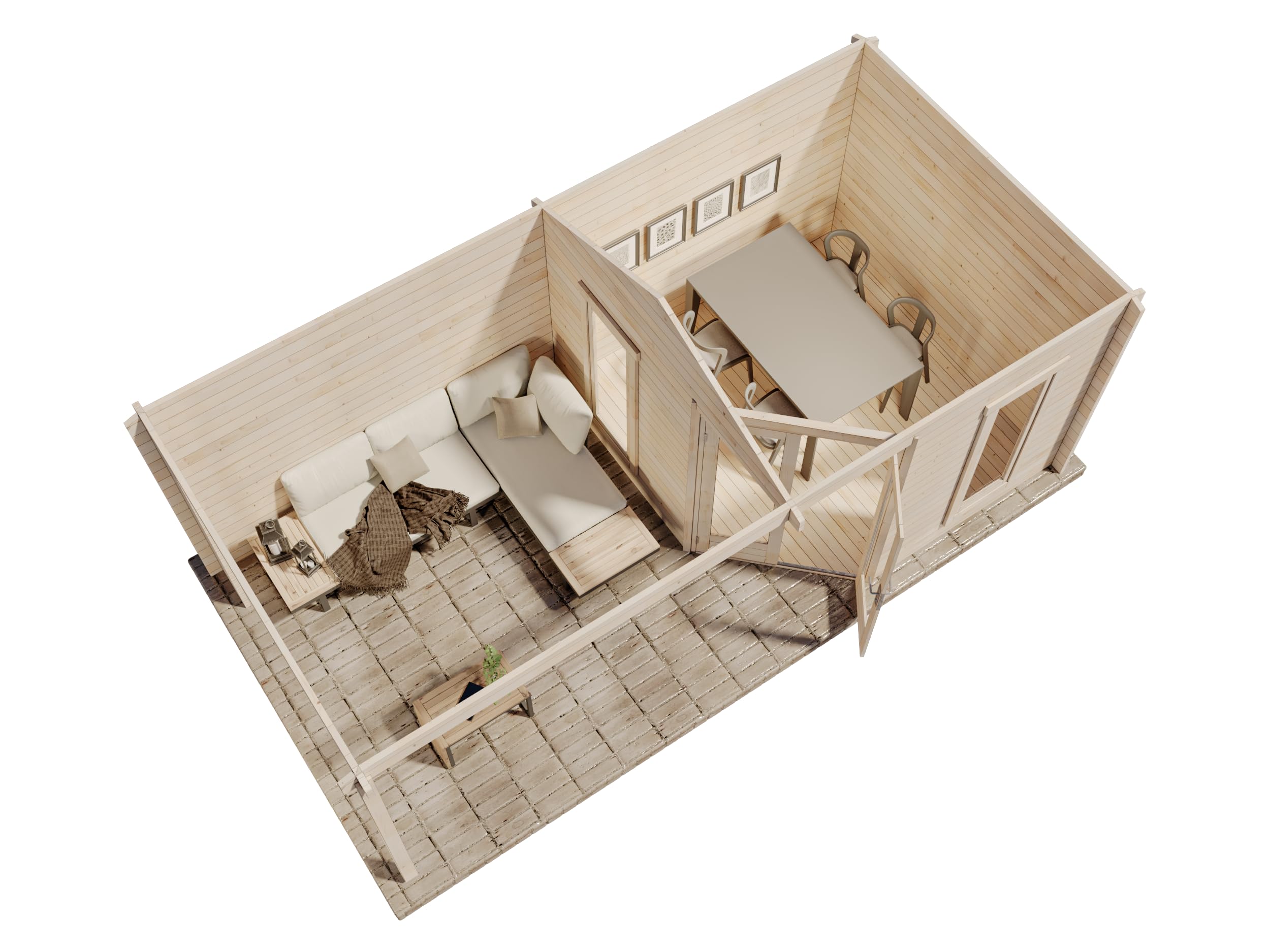 Alpholz 5-Eck Gartenhaus Liwa aus Massiv-Holz, Gerätehaus mit 28 mm Wandstärke, Garten Holzhaus inklusive Montagematerial, Geräteschuppen Größe: 595 x 300 cm