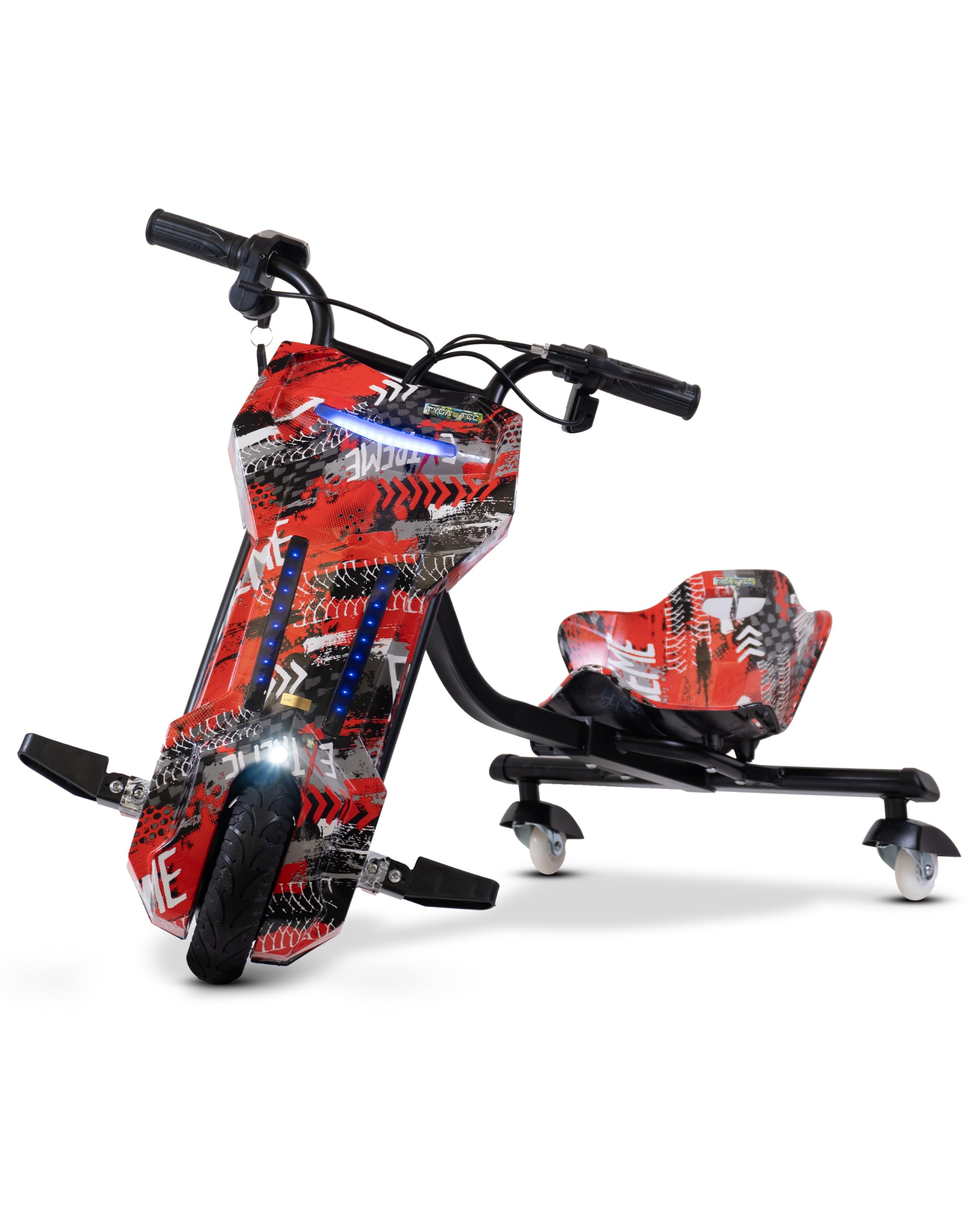 Tygatec 3-Wheel Drifter with LED Lights and Bluetooth, Ideal for Kids 6+ Years, Front Disc Brakes, 15 km/h Top Speed, 3-Hour Charging, 75 kg Weight Capacity (Red)-image-26