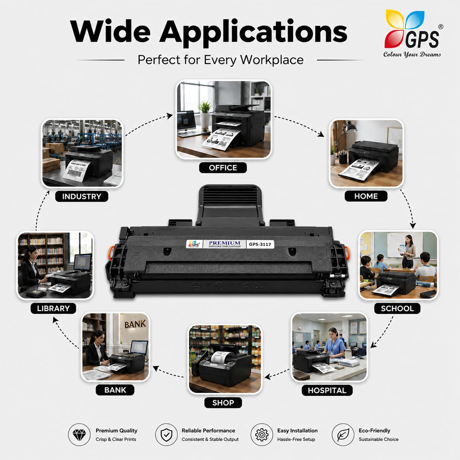 GPS 3117 Toner Cartridge Compatible for Xerox Phaser 3117, 3122, 3124, 3125 & Samsung ML-1610, ML-2010, SCX-4521F | Black | Pack of 1 | Page Yield: 2,000 Pages 4
