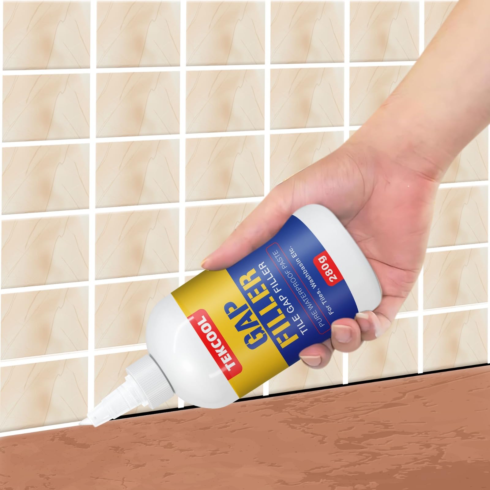 TEKCOOL Silicone Tiles Gap Filler Waterproof, Gap Sealant, Grout, White Cement Paste Tube, Gap Filler For Walls And Joints, Waterproof Sealant, Tile Gap Filler Tube For Kitchen, Bathroom (280 Ml)