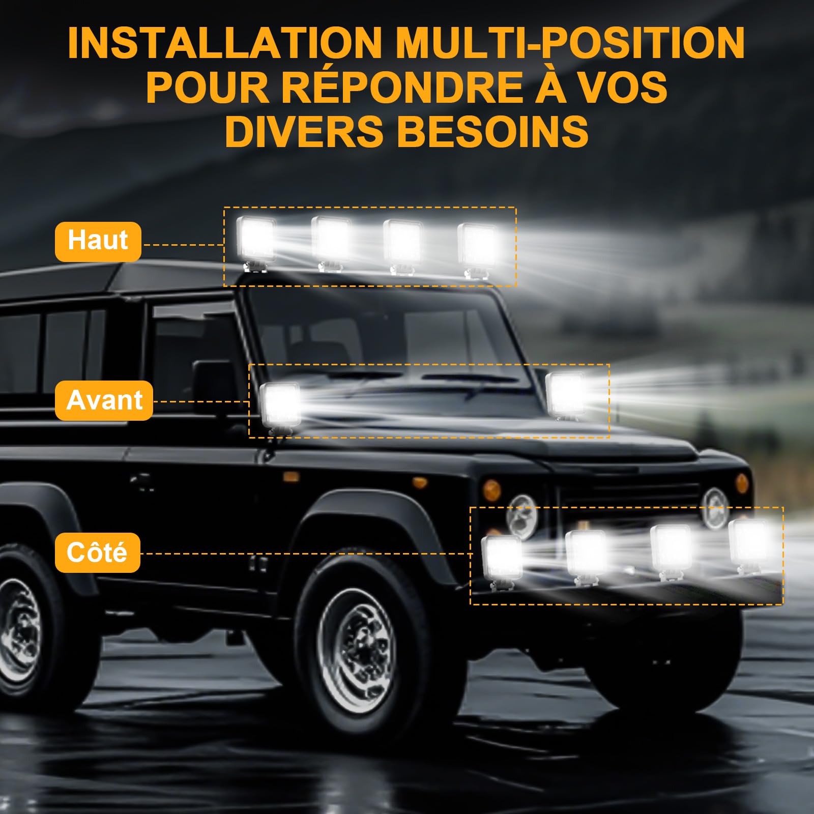 antom 102W Phare de Travail led 15000LM Feux de Recul Led 12v, Phare Led Projecteurs pour voiture, tracteur bateau, 12-24v camion