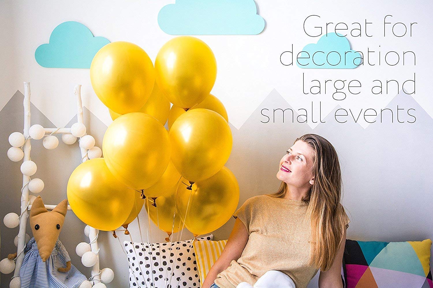Jindal Party Products HD Metallic Finish Balloons For Birthday / Anniversary Party Decoration ( Golden ) Pack of 30 - Image 5 thumbnail