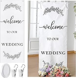 Yousoontic Welcome to Our Wedding Sign Linen Rustic Wedding Welcome 60 x...