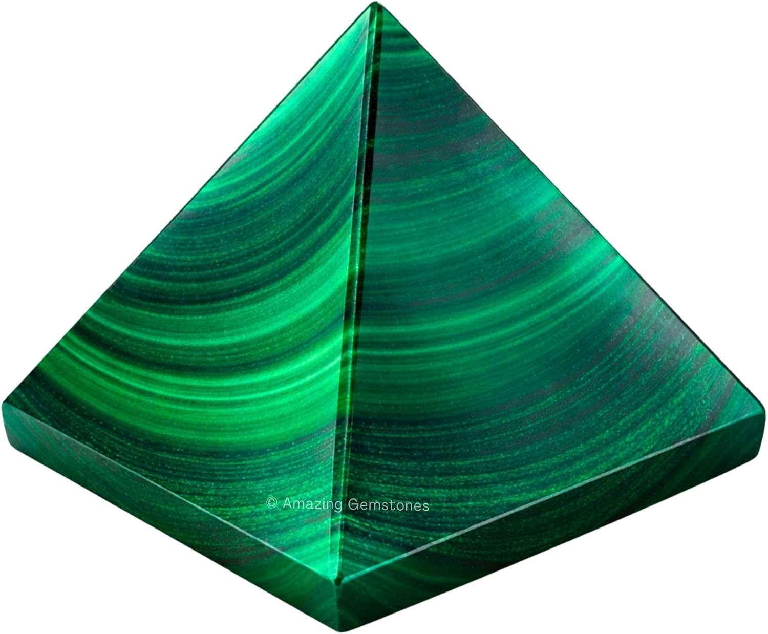 Amazing Gemstone Malachite Pyramid Crystal Healing Stones - 1.5" Great Pyramid Figurine of Natural Stone Pyramid for Meditation, Reiki, Chakra Balancing and Crystal Pyramids Grid