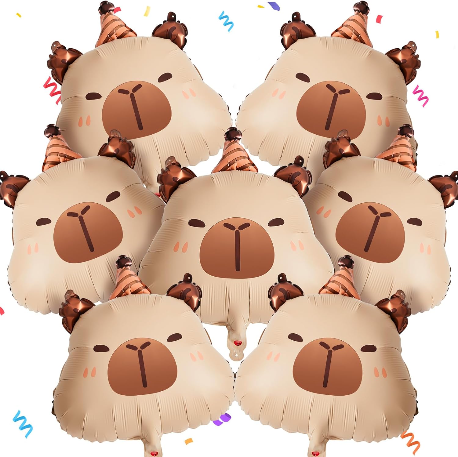 24inch Capybara Birthday Party Decorations Capybara Banner Aluminum Foil Inflatable Balloon for Party Wedding Baby Shower Supplies Decorations(12 Pcs,Orange on head)