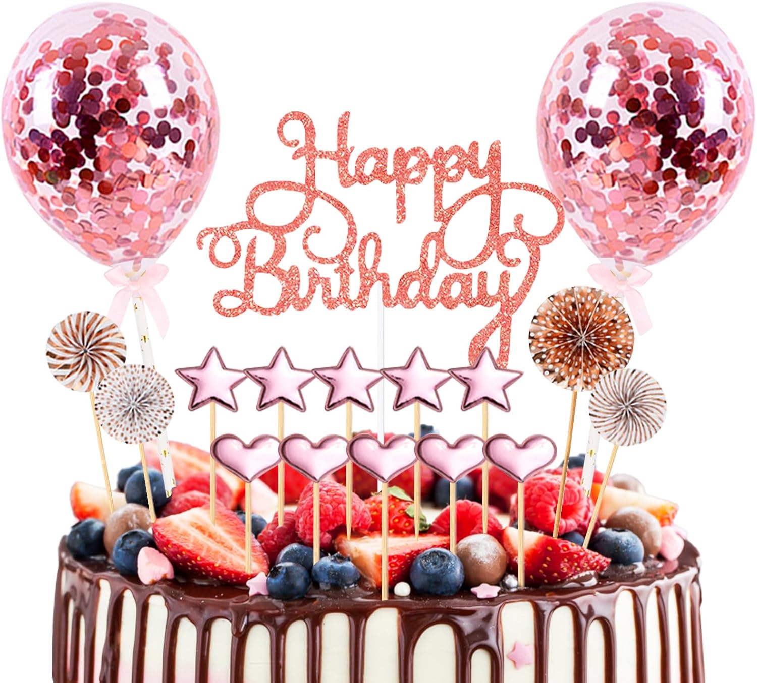 HCRXVV Geburtstagstorten-Deko - Rosa Cake Topper Set Für Den 12. Geburtstag