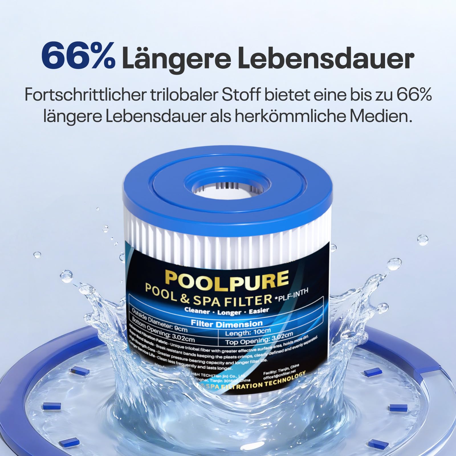 POOLPURE 6er Pack Filterkartusche Typ H (29007) – Hochleistungs-Ersatzfilter für Kartuschenfilteranlagen (Modelle 28601, 28602) – Für kristallklares Poolwasser
