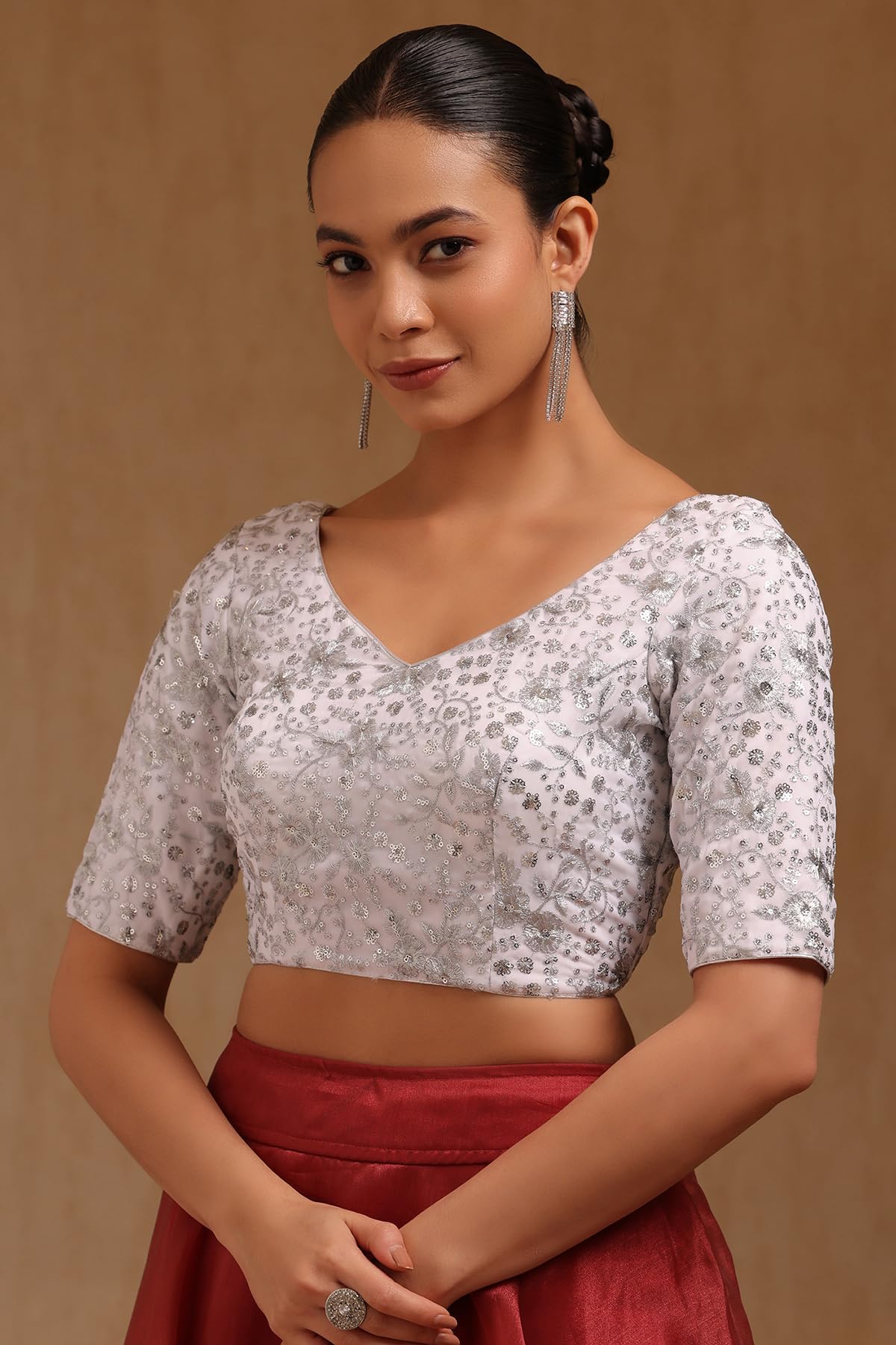 Soch Georgette gesteppte Damen-Bluse mit Zari-Stickerei