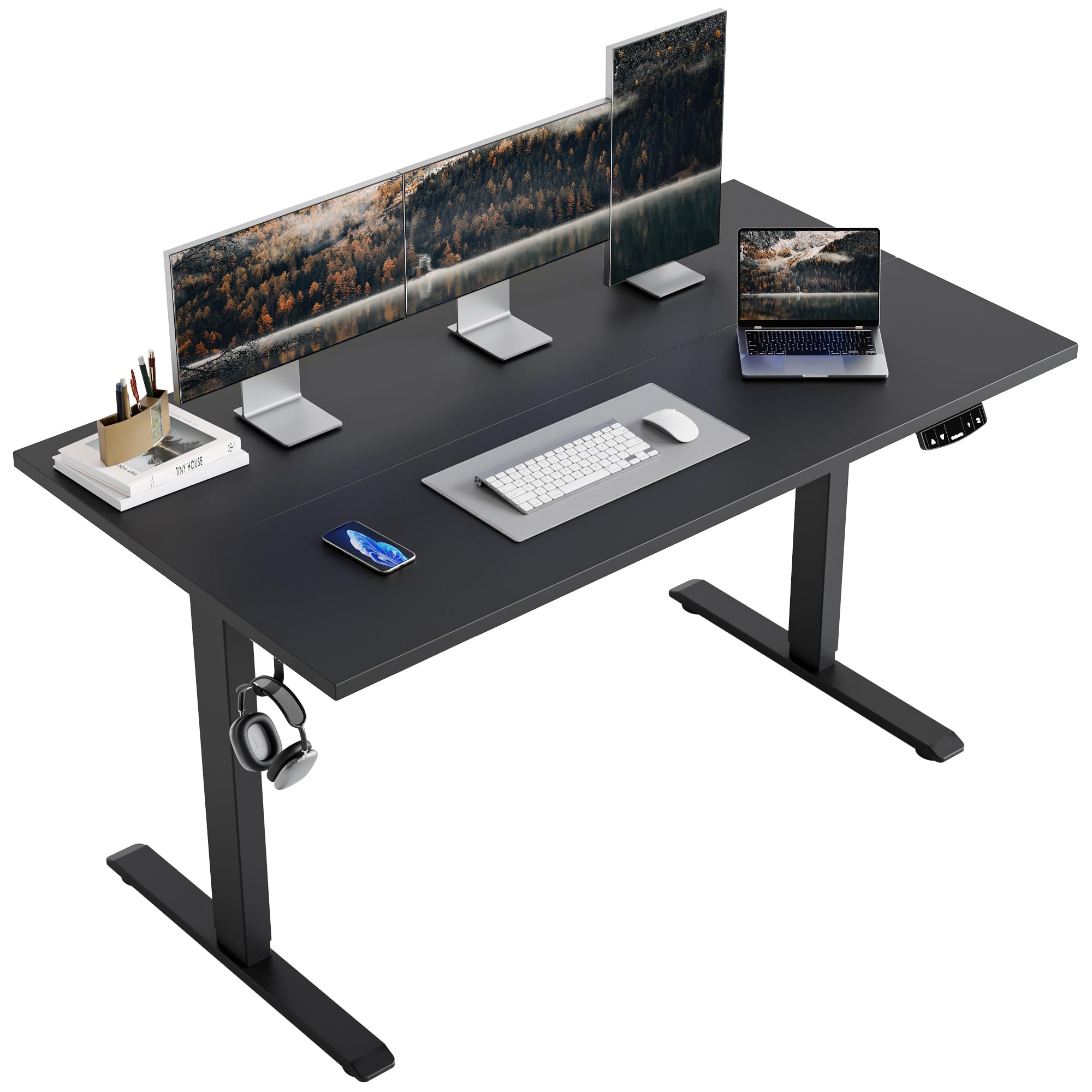 Agilestic Electric Height Adjustable Standing Desk, 55 Inch, Black