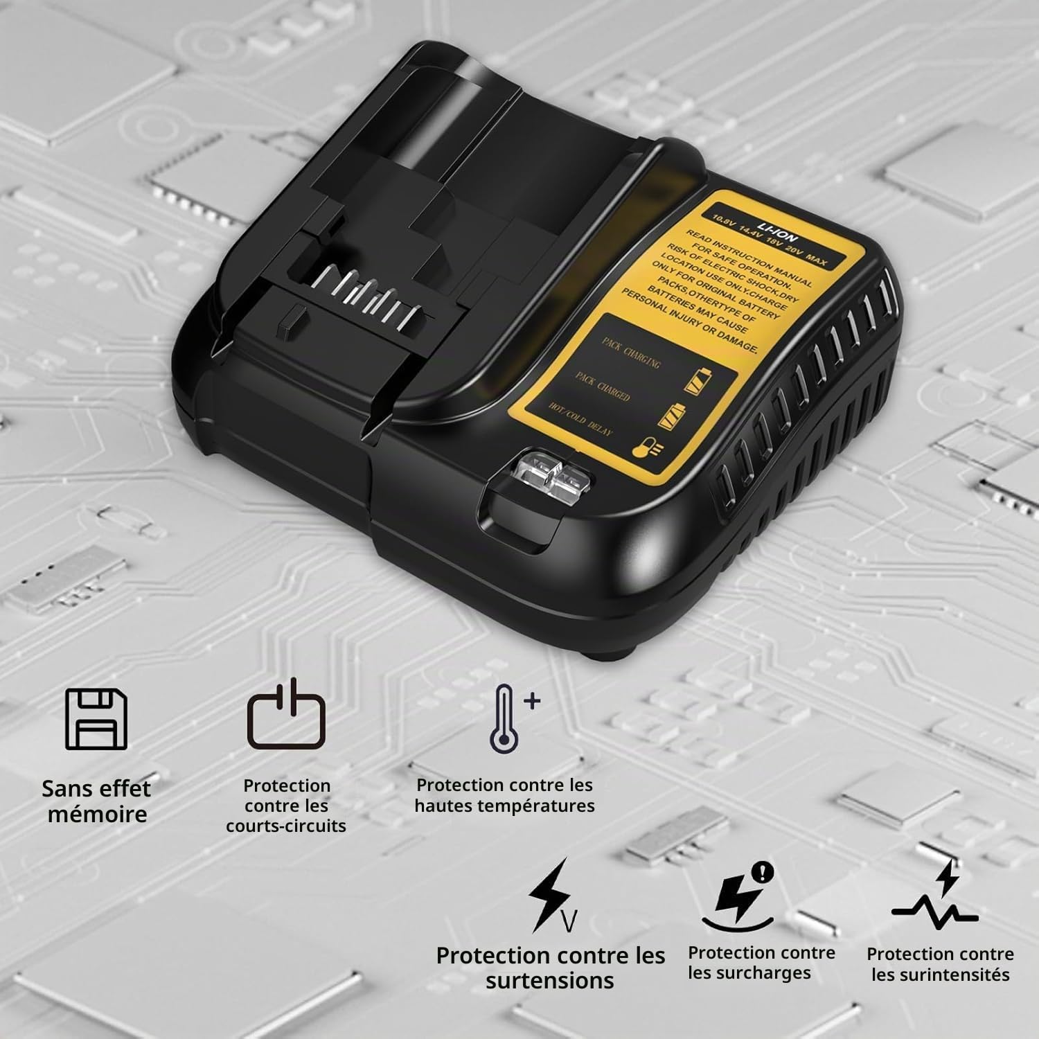 DCB107 Chargeur de Rechange pour Dewalt 10,8 V / 20 V Max ION-Lithium DCB201, DCB200, DCB204, DCB205, DCB206, DCB208, DCB203, DCB127, DCB230, DCB101,DCB112