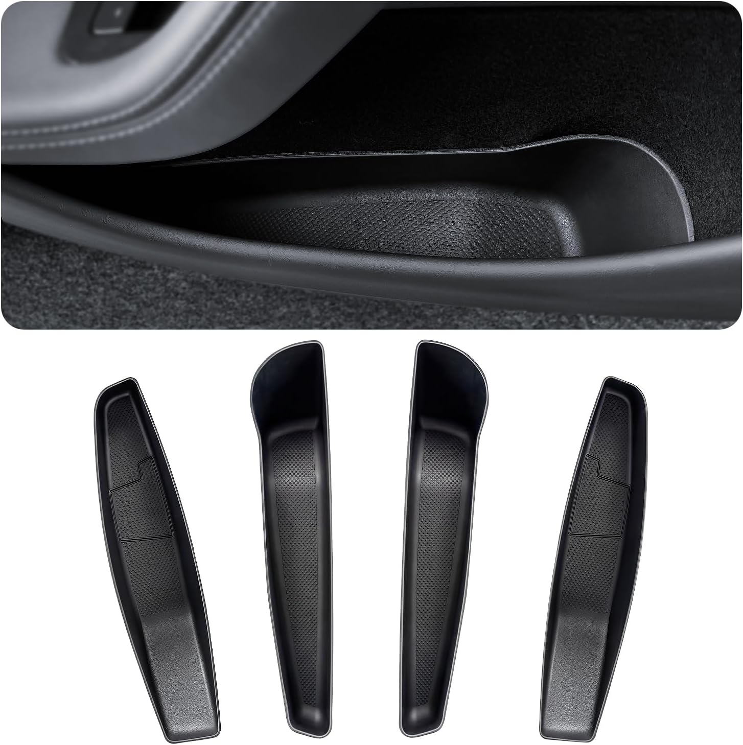 REEVAA 2026 Tesla Model Y Juniper Accessories Door Pocket Liner [OEM Fit & Keep Interior Neat], Spill-Resistant TPE Material Door Storage Organizer for Tesla Model Y Juniper 2026, Black, 4PCS