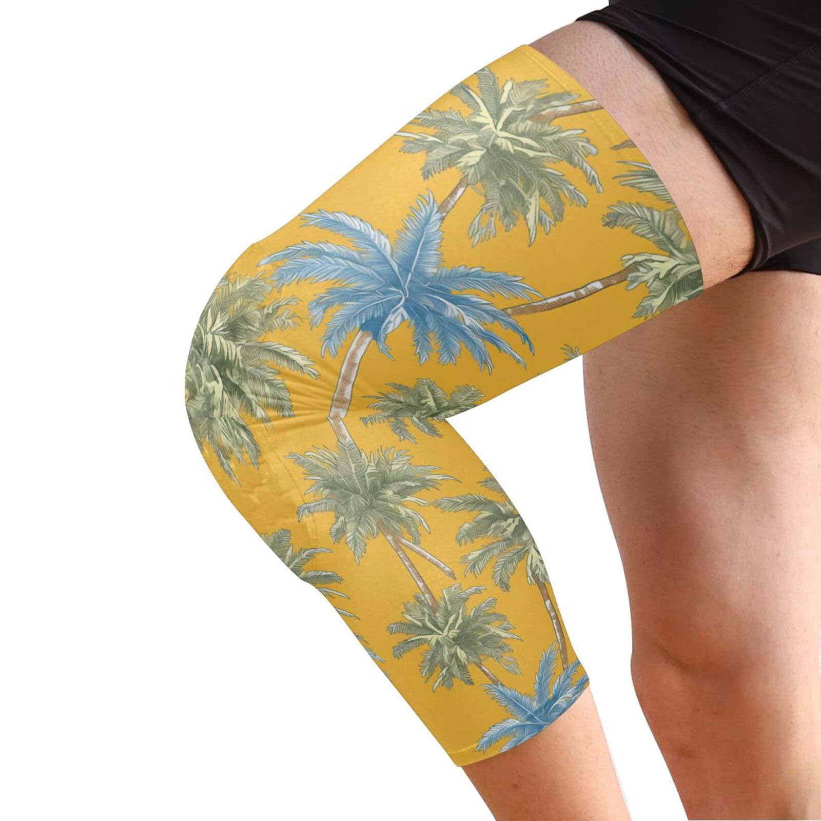 JUNZAN Tropical Trees in Yellow Basketball Knee Pads for Youth Kids Wrestling Knee Pads with Sleeves Sport Kneepads for Volleyball Football