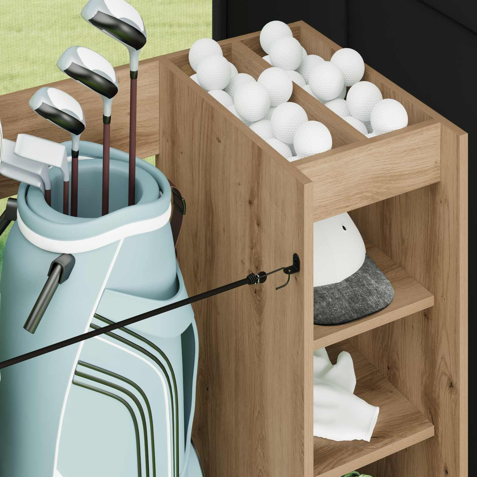 Armoire de Golf avec Roue Chêne Artisanal 120 x 45 x 98 cm Marron 30 KG