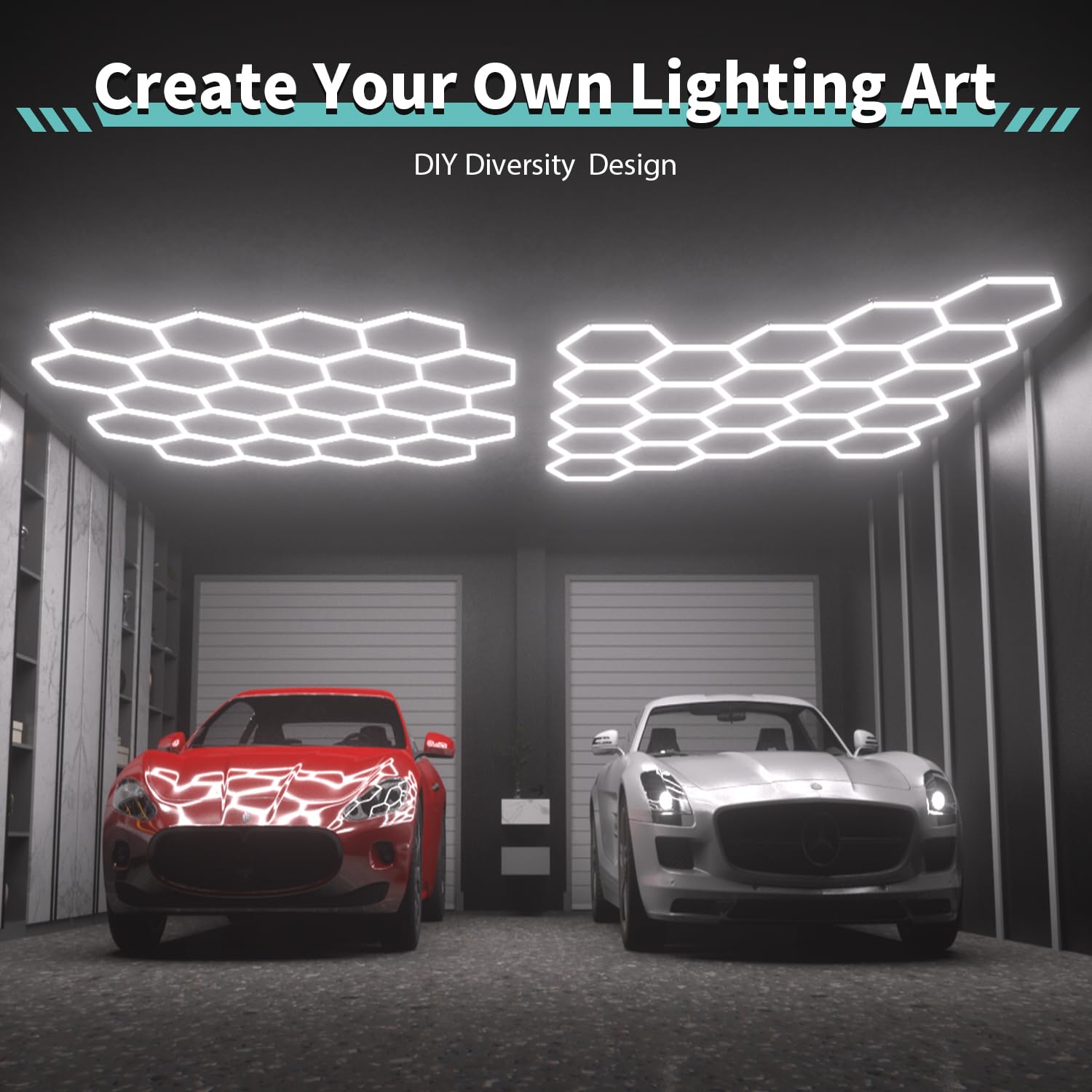 Litezone Hexagon Garage Lights: 581W 83 Pack 22 Grids LED Garage