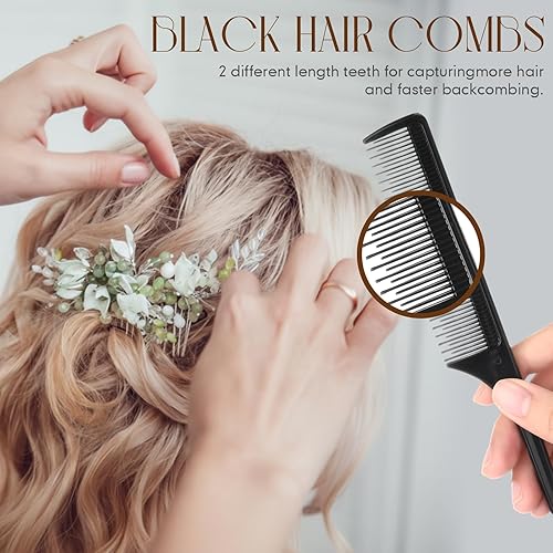 Miniatura 5 de 50 peines profesionales para mujeres, peines de cola de rata, cepillo de plástico de 9.2 pulgadas, añade volumen, tipos de cabello fino y normal