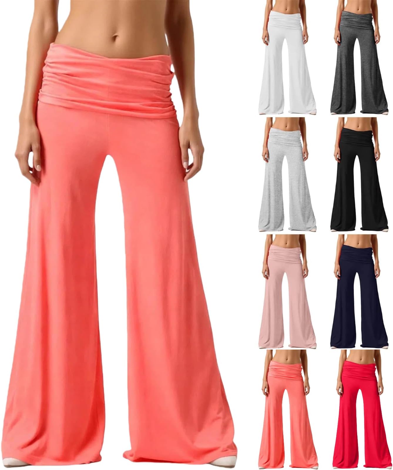 Foldover Pants Lounge Yoga Pants 2026 Casual Low Waist Wide Leg Sweatpants Y2k Flare Leggings Bell Bottoms