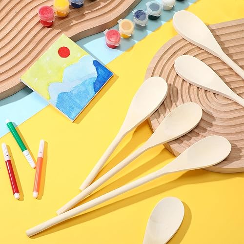 Miniatura 7 de Nosiny Juego de 48 cucharas de madera de 8, 10, 12 pulgadas, regalos para mamá, juego de cucharas de madera ovaladas para servir, cucharón para sopa